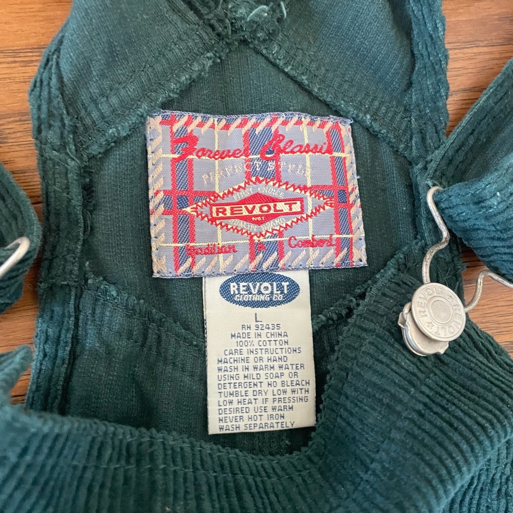 Revolt Vintage Emerald Corduroy Overalls - Picture 3 of 6